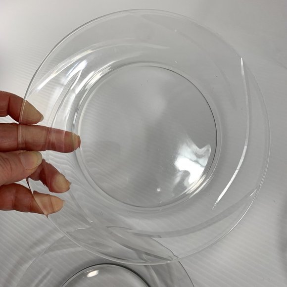 Clear Glass 7 1/2" Plates Set of 6 Dessert Snack Salad Round Unbranded Swirl - Picture 4 of 6